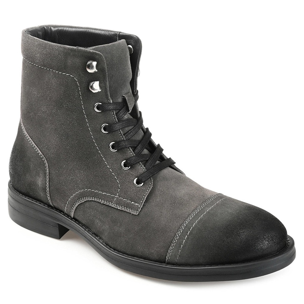 Gray Suede Lace-Up Ankle Boots